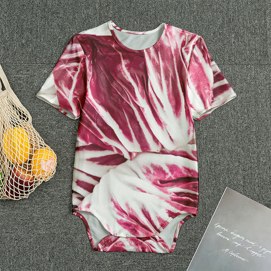 Red Cabbage Leaves Print Men's Bodysuit