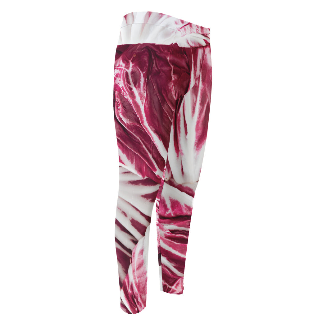 Red Cabbage Leaves Print Men's Compression Pants