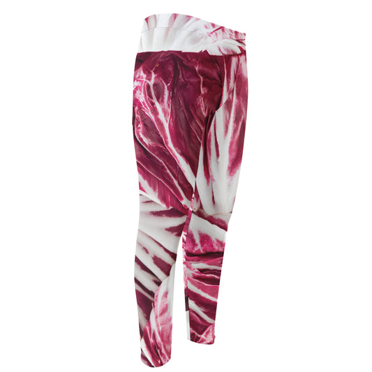 Red Cabbage Leaves Print Men's Compression Pants