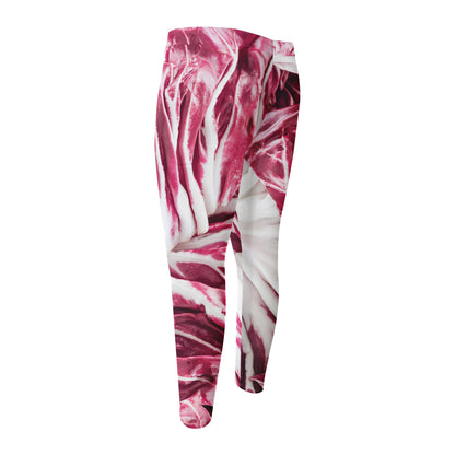 Red Cabbage Leaves Print Men's Compression Pants