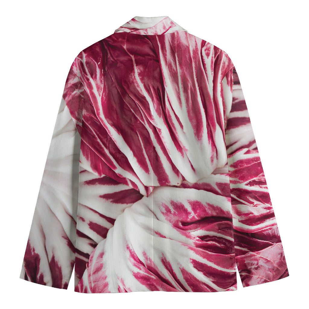 Red Cabbage Leaves Print Men's Cotton Blazer