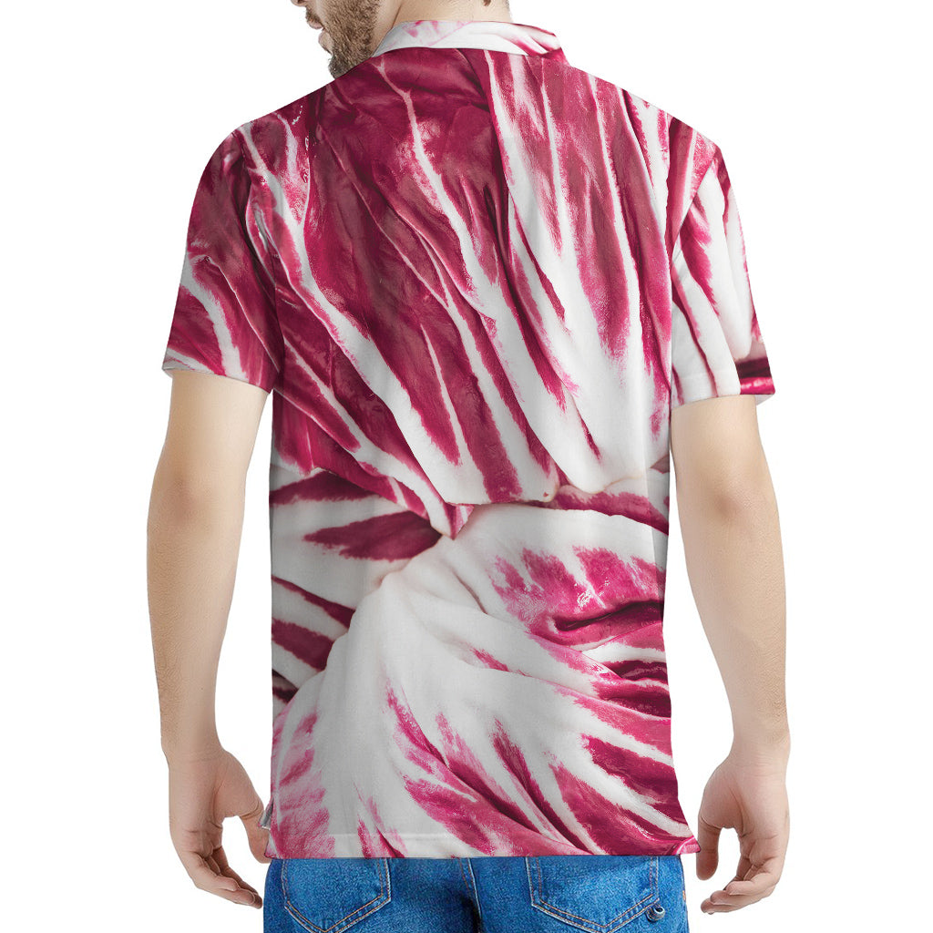 Red Cabbage Leaves Print Men's Polo Shirt