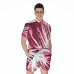 Red Cabbage Leaves Print Men's Rompers