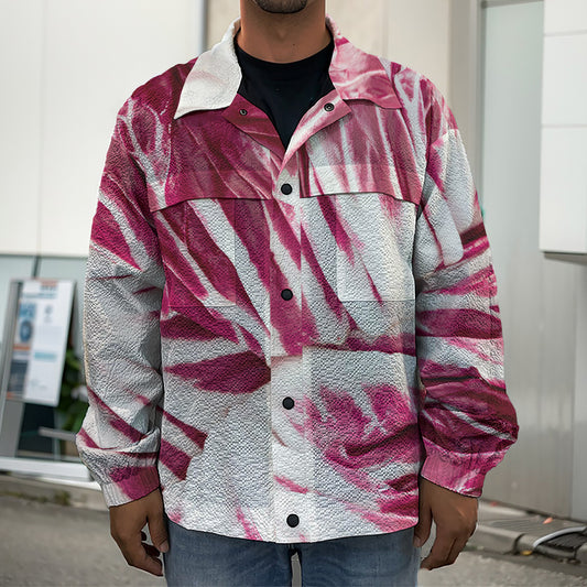 Red Cabbage Leaves Print Men's Shirt Jacket