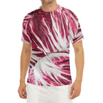 Red Cabbage Leaves Print Men's Short Sleeve Rash Guard