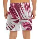 Red Cabbage Leaves Print Men's Split Running Shorts