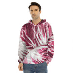 Red Cabbage Leaves Print Men's Velvet Pullover Hoodie