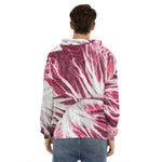 Red Cabbage Leaves Print Men's Velvet Pullover Hoodie