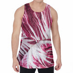 Red Cabbage Leaves Print Men's Velvet Tank Top