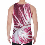 Red Cabbage Leaves Print Men's Velvet Tank Top