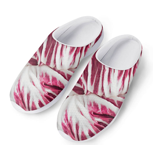 Red Cabbage Leaves Print Mesh Casual Shoes