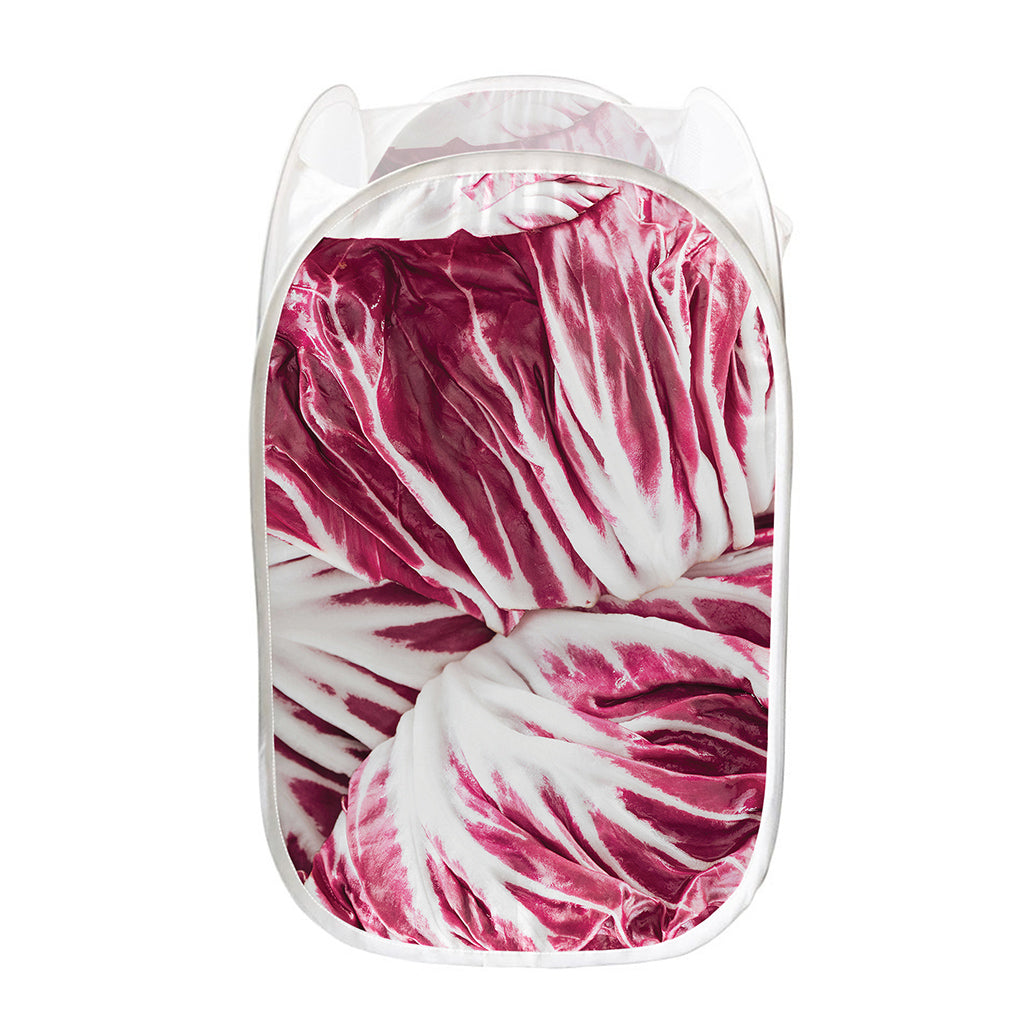 Red Cabbage Leaves Print Mesh Laundry Hamper