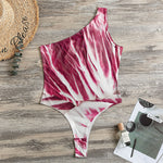 Red Cabbage Leaves Print One Shoulder Bodysuit