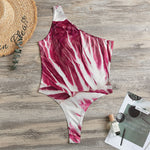 Red Cabbage Leaves Print One Shoulder Bodysuit