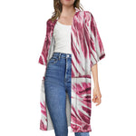 Red Cabbage Leaves Print Open Front Beach Cover Up