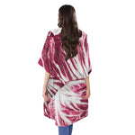 Red Cabbage Leaves Print Open Front Beach Cover Up