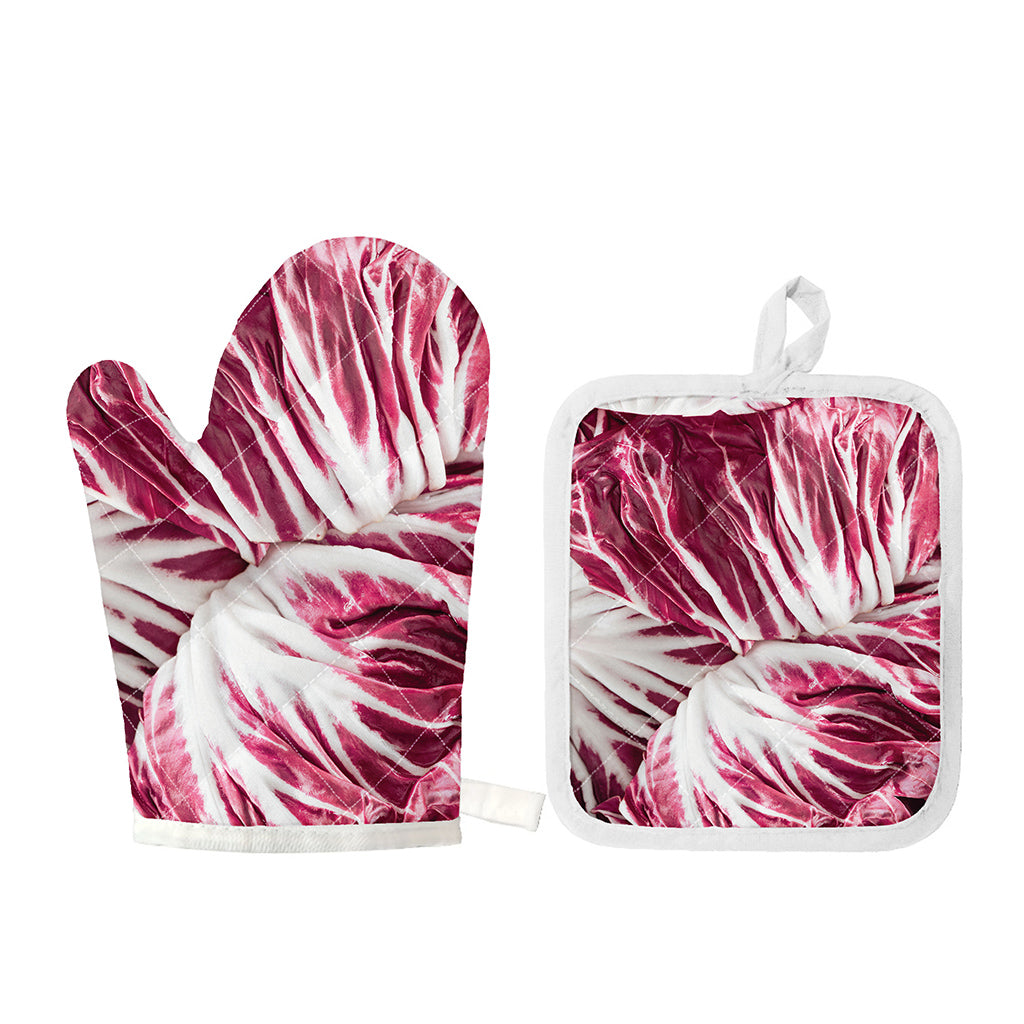 Red Cabbage Leaves Print Oven Mitt And Pot Holder Set