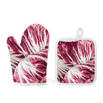 Red Cabbage Leaves Print Oven Mitt And Pot Holder Set