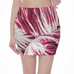 Red Cabbage Leaves Print Pencil Mini Skirt