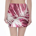 Red Cabbage Leaves Print Pencil Mini Skirt