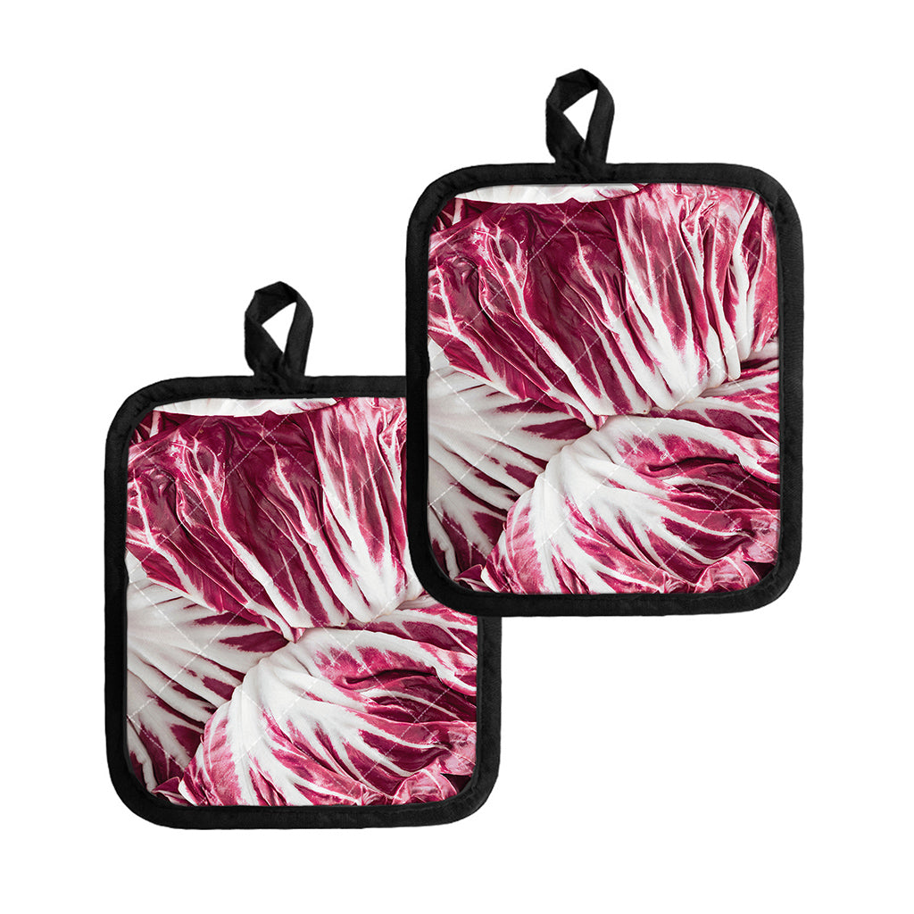 Red Cabbage Leaves Print Pot Holders