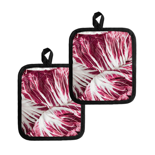 Red Cabbage Leaves Print Pot Holders
