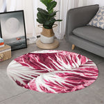 Red Cabbage Leaves Print Round Rug