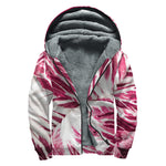 Red Cabbage Leaves Print Sherpa Lined Zip Up Hoodie
