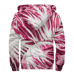 Red Cabbage Leaves Print Sherpa Lined Zip Up Hoodie