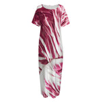 Red Cabbage Leaves Print Short Sleeve Long Nightdress