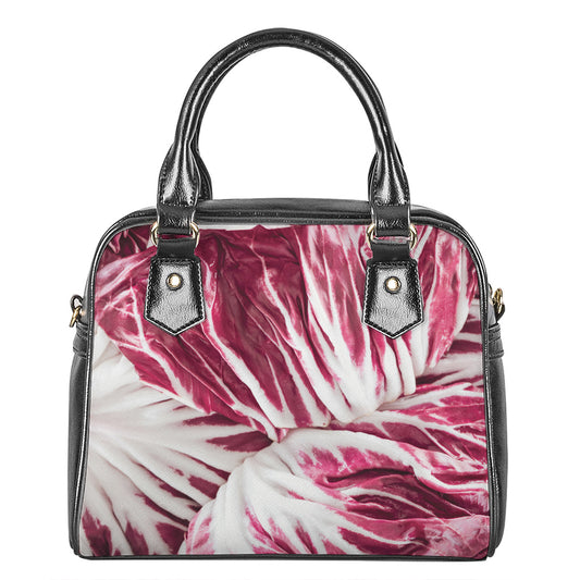 Red Cabbage Leaves Print Shoulder Handbag