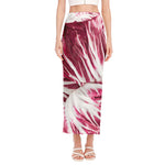 Red Cabbage Leaves Print Side Slit Maxi Skirt