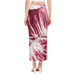 Red Cabbage Leaves Print Side Slit Maxi Skirt