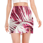 Red Cabbage Leaves Print Side Slit Mini Skirt
