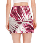 Red Cabbage Leaves Print Side Slit Mini Skirt
