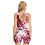 Red Cabbage Leaves Print Sleeveless One Piece Swimsuit