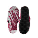Red Cabbage Leaves Print Slippers