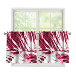 Red Cabbage Leaves Print Tier Curtains