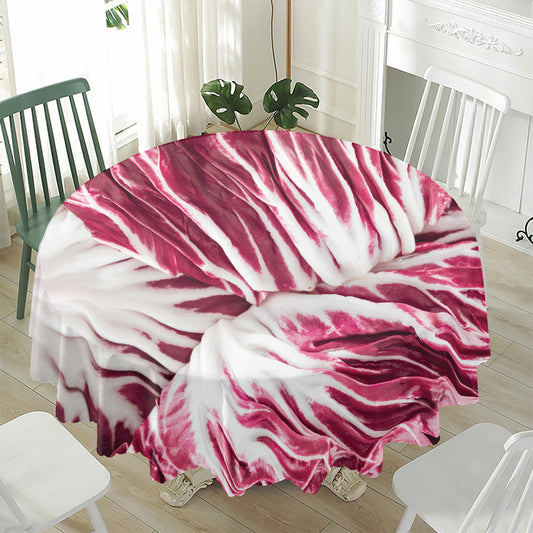 Red Cabbage Leaves Print Waterproof Round Tablecloth