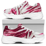 Red Cabbage Leaves Print White Chunky Shoes