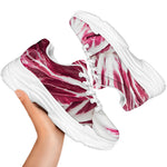 Red Cabbage Leaves Print White Chunky Shoes