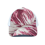 Red Cabbage Leaves Print White Mesh Trucker Cap