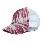 Red Cabbage Leaves Print White Mesh Trucker Cap