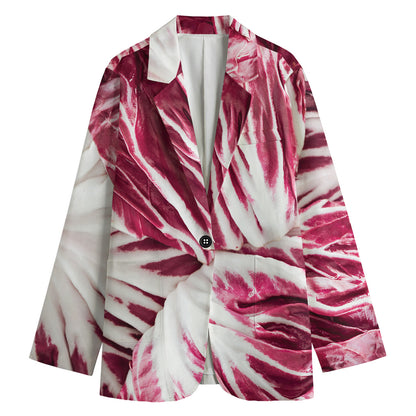 Red Cabbage Leaves Print Women's Blazer