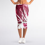 Red Cabbage Leaves Print Women's Capri Leggings