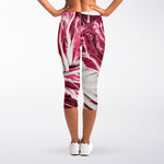 Red Cabbage Leaves Print Women's Capri Leggings