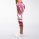 Red Cabbage Leaves Print Women's Capri Leggings