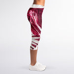 Red Cabbage Leaves Print Women's Capri Leggings