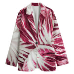 Red Cabbage Leaves Print Women's Cotton Blazer