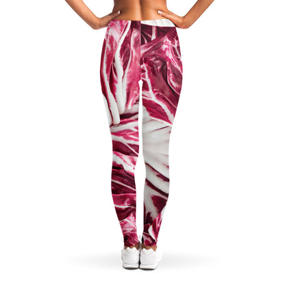 Red Cabbage Leaves Print Women's Leggings